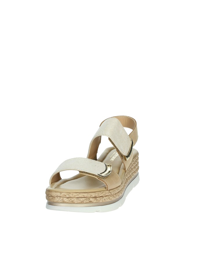 SANDALI CON ZEPPA 32391 BEIGE/ORO