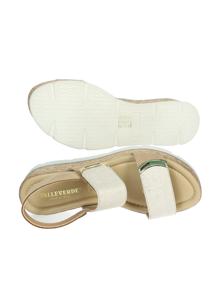 SANDALI CON ZEPPA 32391 BEIGE/ORO