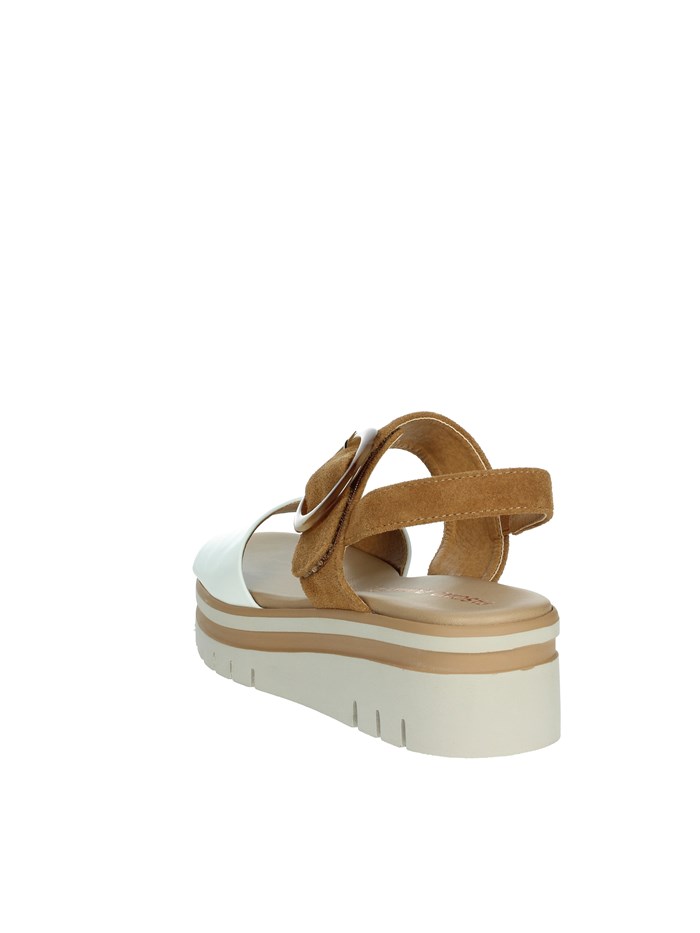 SANDALI CON ZEPPA 54244-E5 BIANCO/CUOIO
