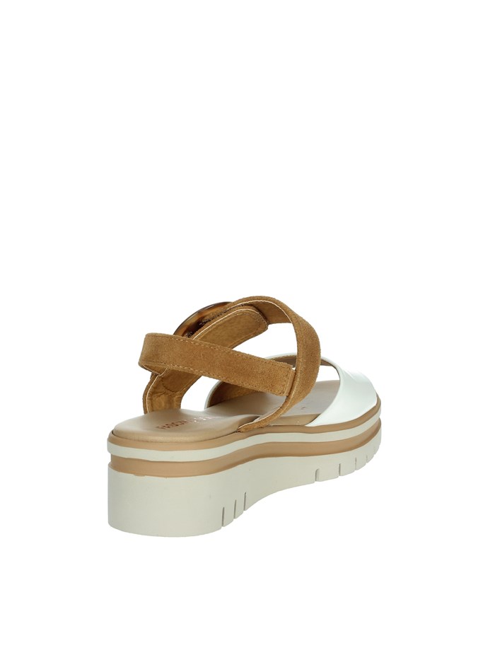 SANDALI CON ZEPPA 54244-E5 BIANCO/CUOIO