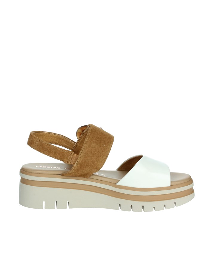 SANDALI CON ZEPPA 54244-E5 BIANCO/CUOIO