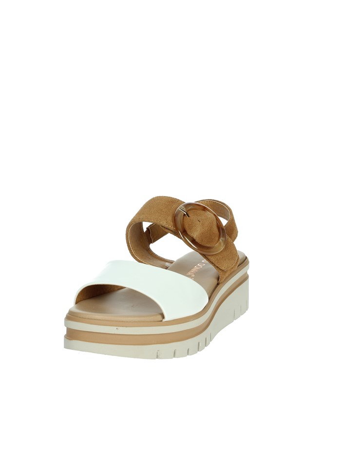 SANDALI CON ZEPPA 54244-E5 BIANCO/CUOIO