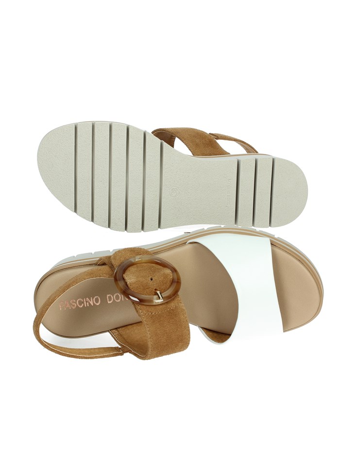 SANDALI CON ZEPPA 54244-E5 BIANCO/CUOIO