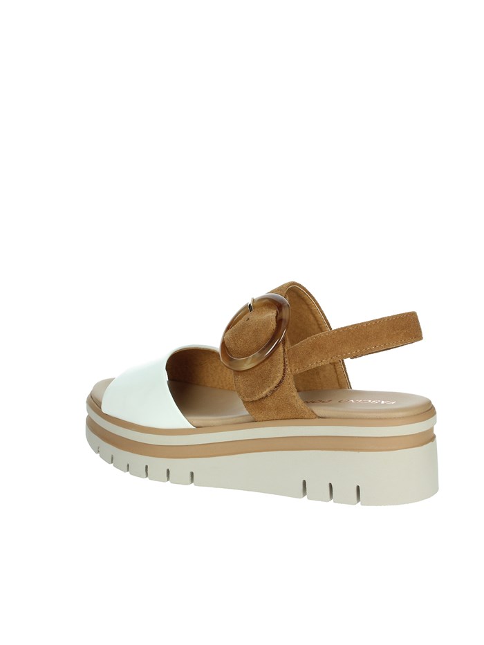SANDALI CON ZEPPA 54244-E5 BIANCO/CUOIO