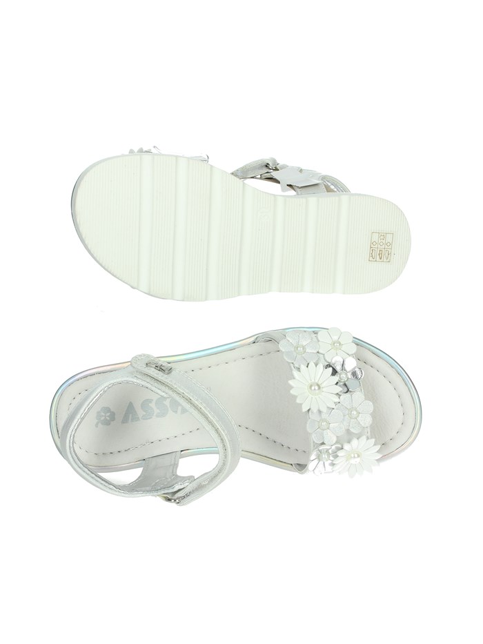 SANDALI BASSI AG-17210 BIANCO/ARGENTO