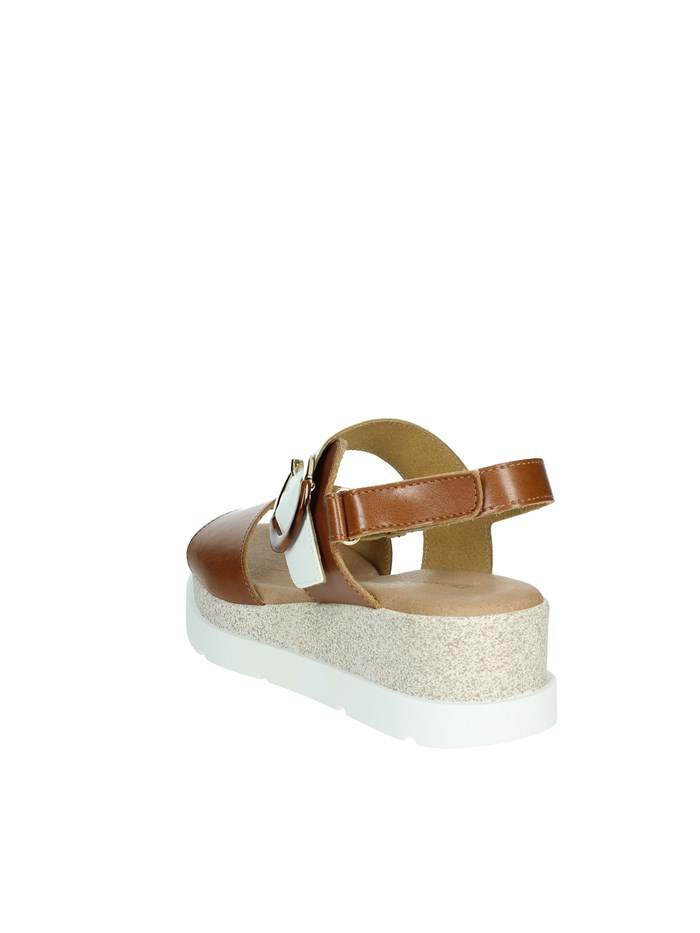 SANDALI CON ZEPPA 255685DP BIANCO/CUOIO