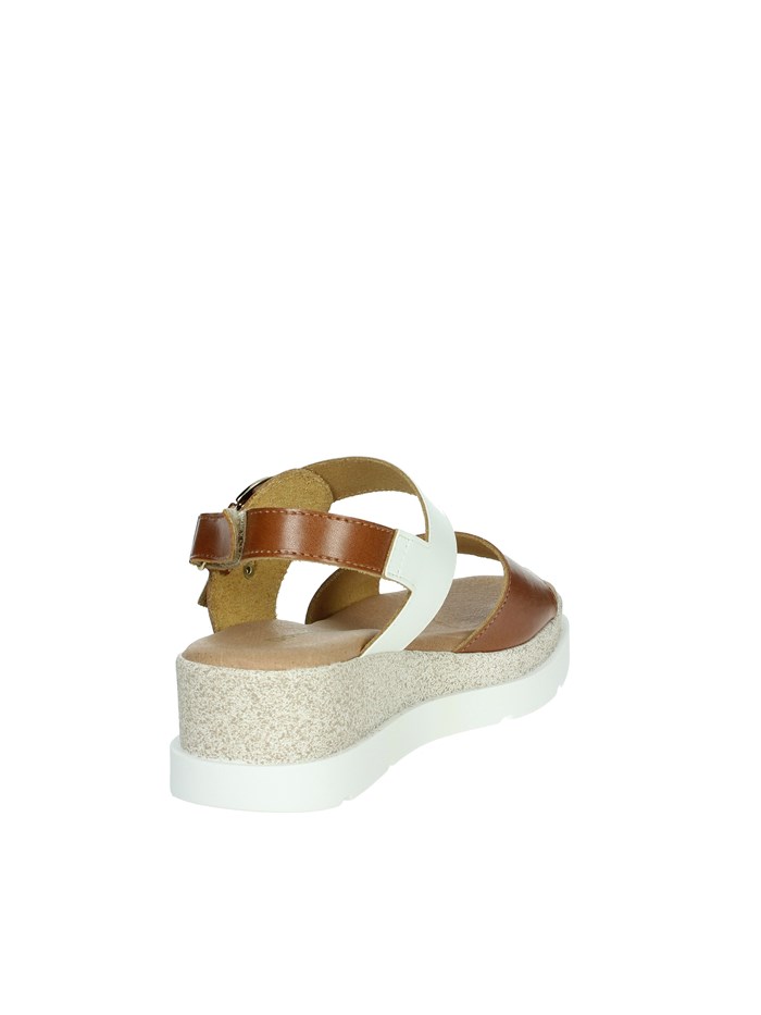 SANDALI CON ZEPPA 255685DP BIANCO/CUOIO
