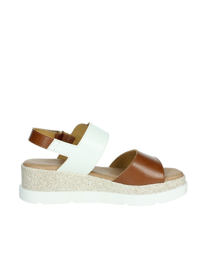 SANDALI CON ZEPPA 255685DP BIANCO/CUOIO