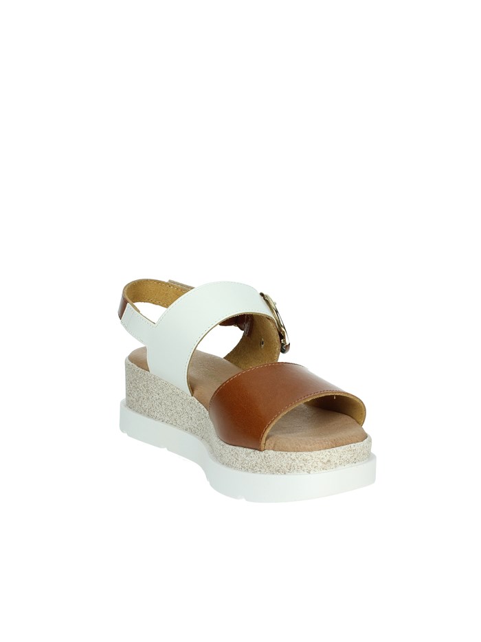 SANDALI CON ZEPPA 255685DP BIANCO/CUOIO