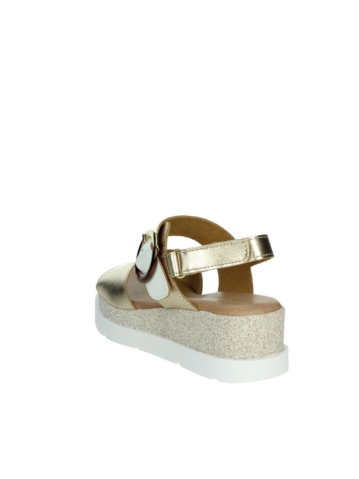 SANDALI CON ZEPPA 255685DP BIANCO/ORO