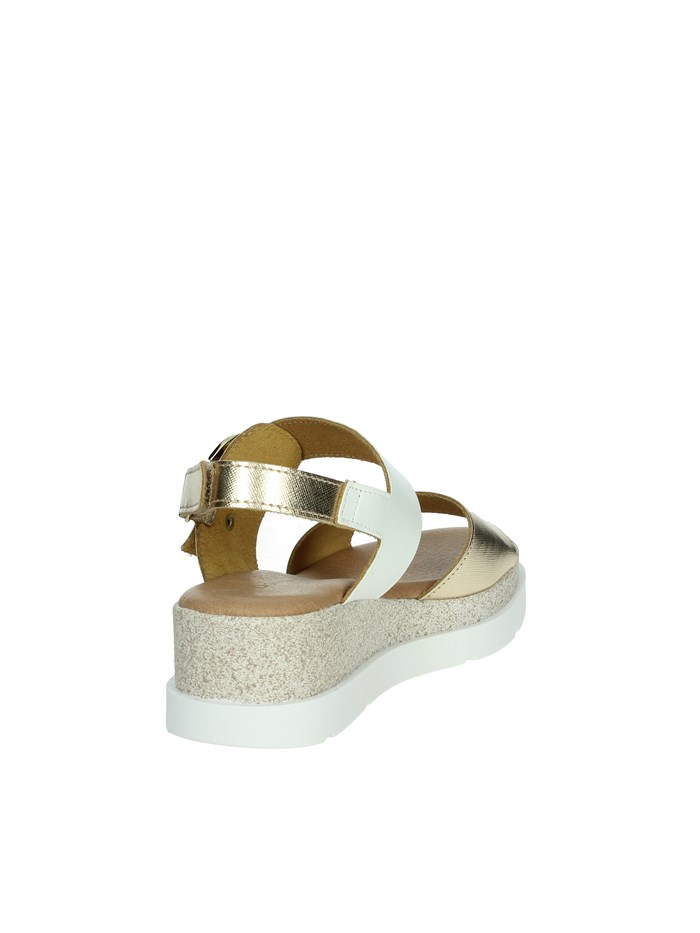 SANDALI CON ZEPPA 255685DP BIANCO/ORO