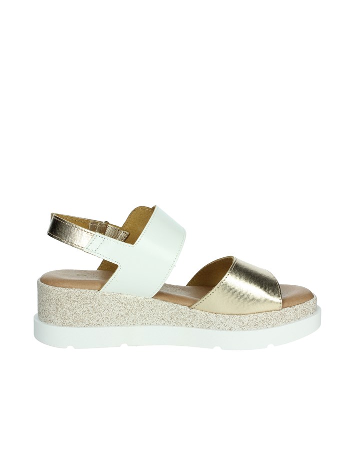 SANDALI CON ZEPPA 255685DP BIANCO/ORO
