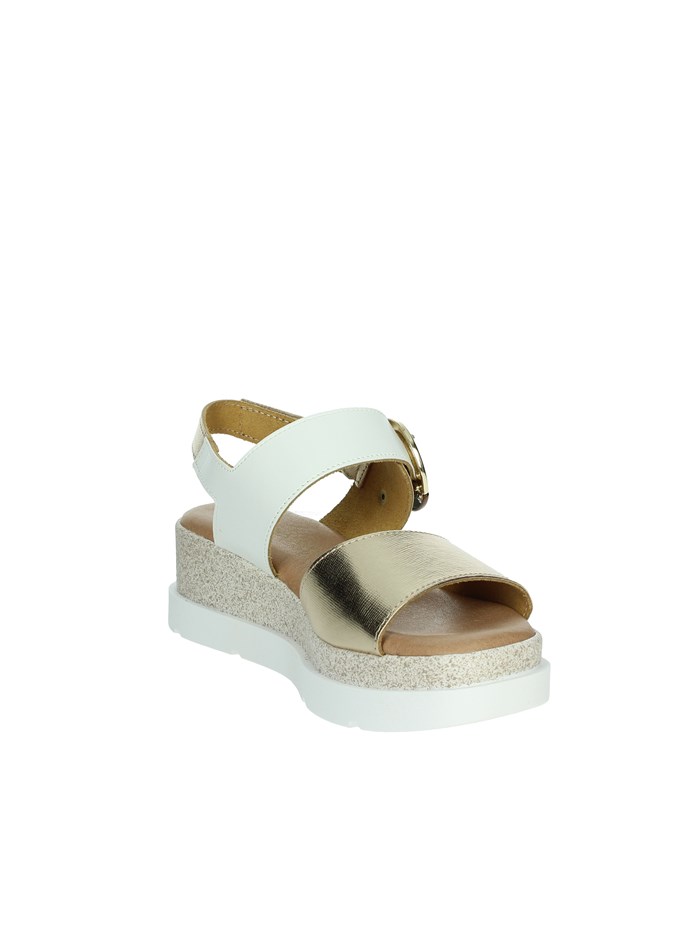 SANDALI CON ZEPPA 255685DP BIANCO/ORO