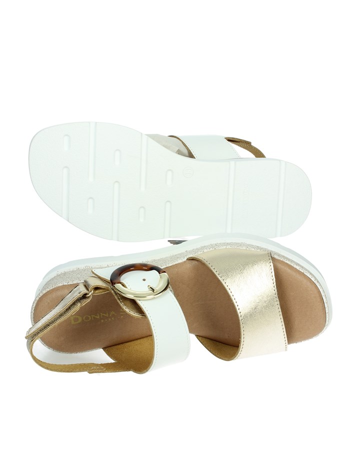 SANDALI CON ZEPPA 255685DP BIANCO/ORO