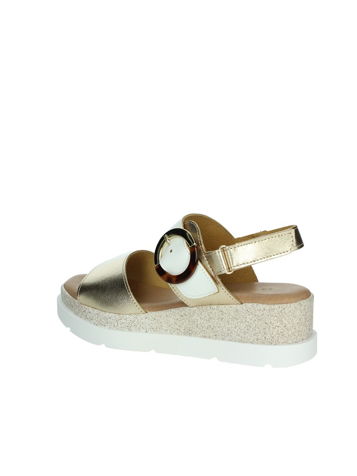SANDALI CON ZEPPA 255685DP BIANCO/ORO