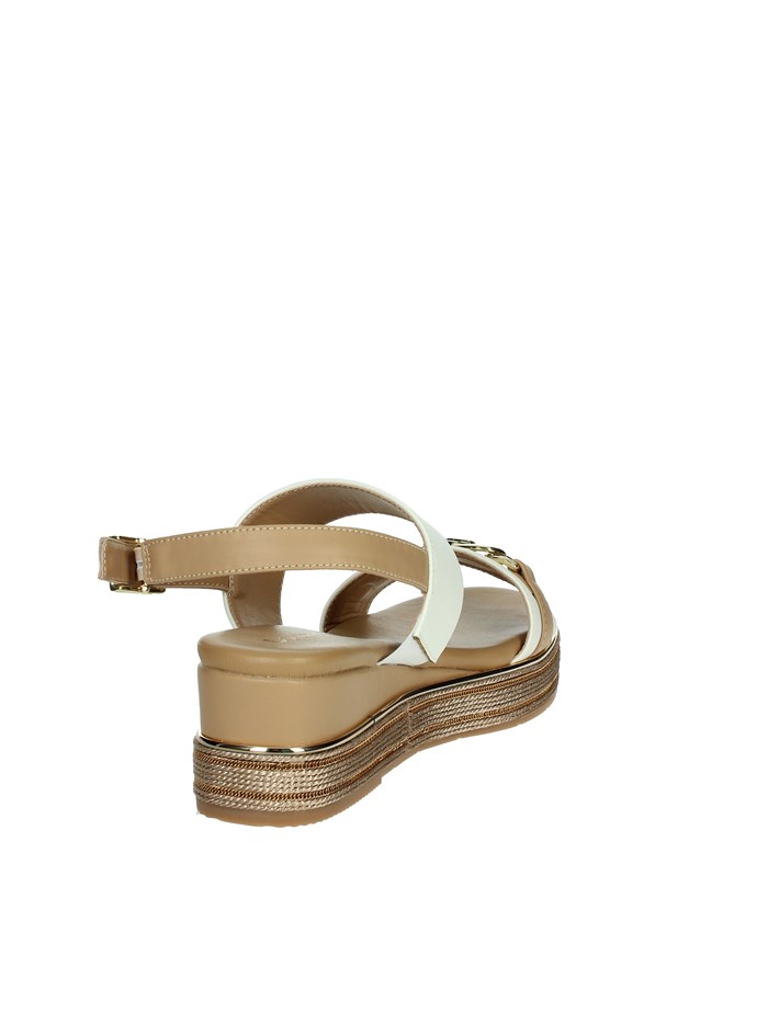SANDALI CON ZEPPA 165695DM BIANCO/CUOIO