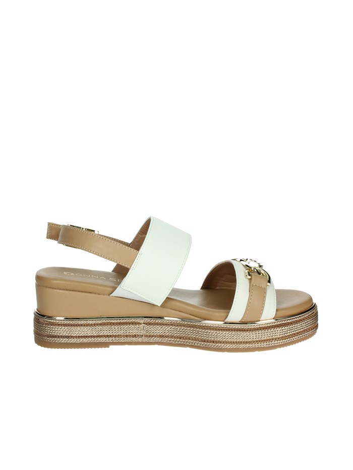 SANDALI CON ZEPPA 165695DM BIANCO/CUOIO