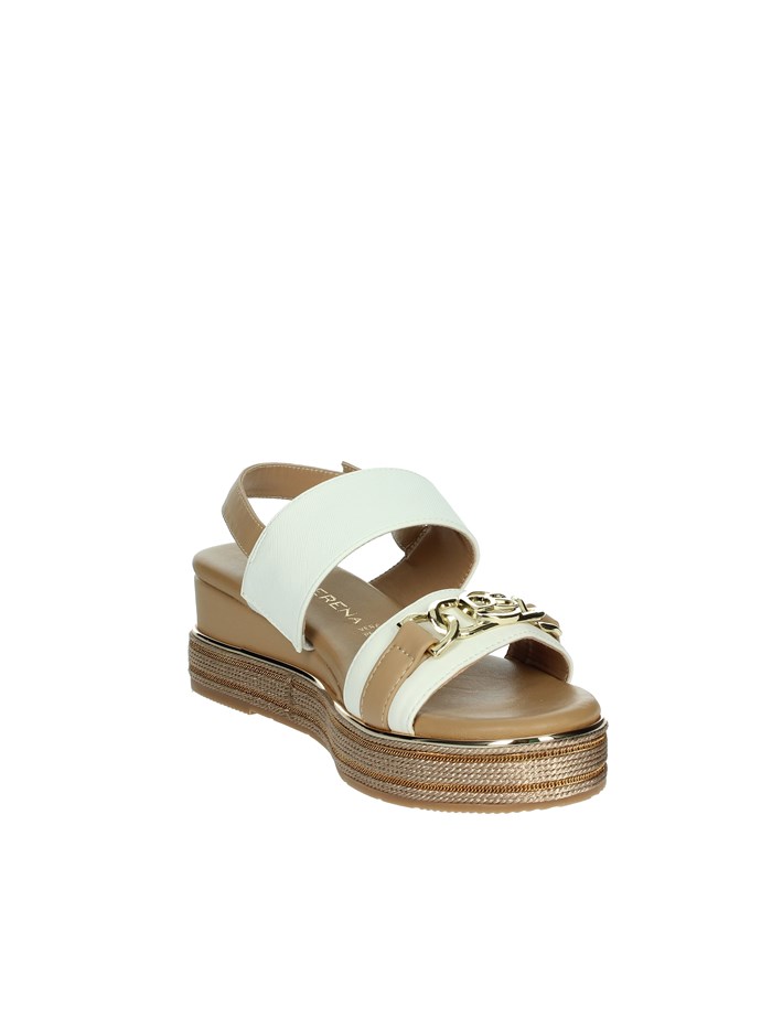 SANDALI CON ZEPPA 165695DM BIANCO/CUOIO
