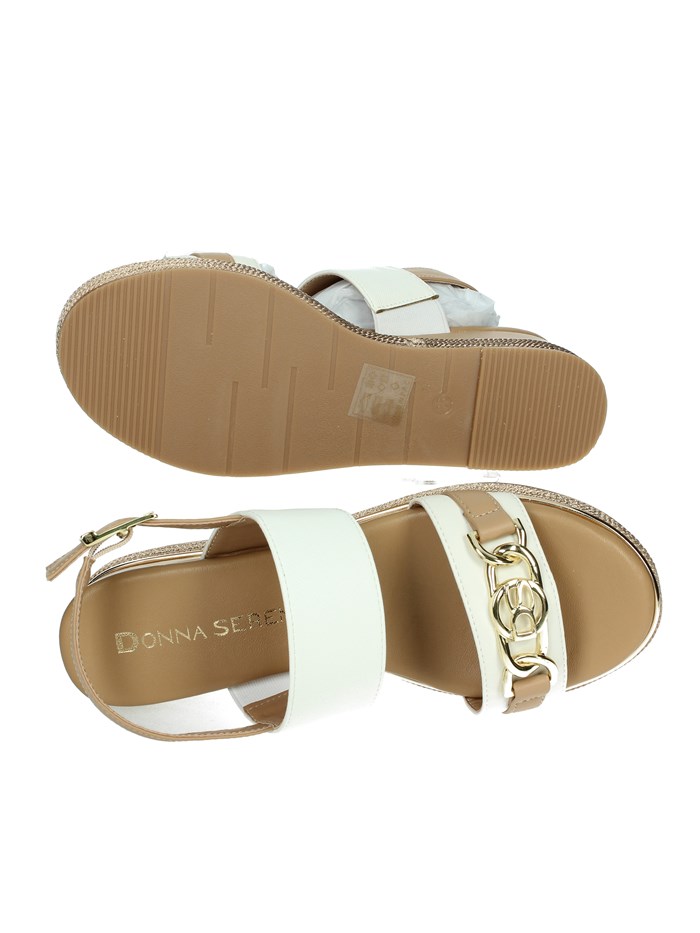 SANDALI CON ZEPPA 165695DM BIANCO/CUOIO