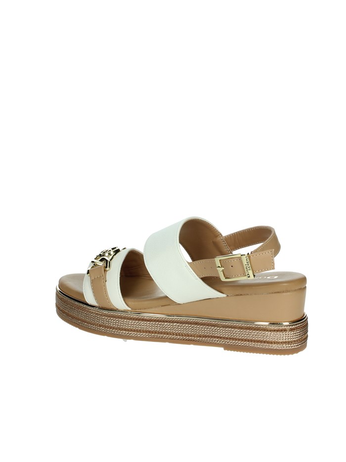 SANDALI CON ZEPPA 165695DM BIANCO/CUOIO