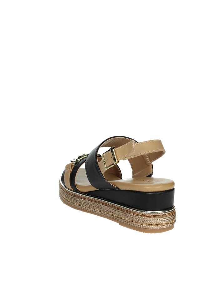 SANDALI CON ZEPPA 165695DM NERO/CUOIO