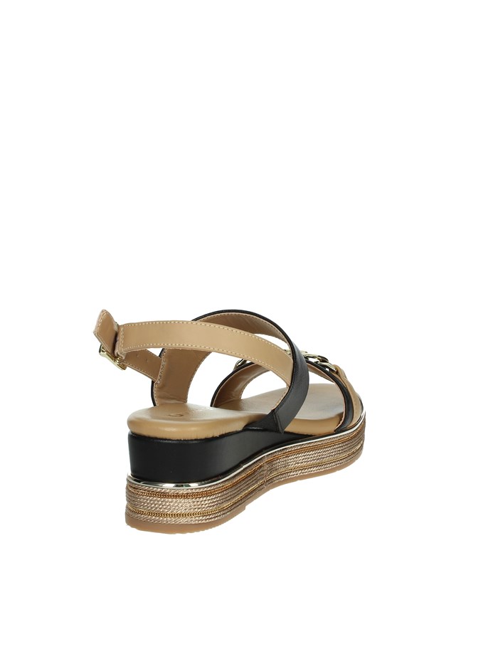 SANDALI CON ZEPPA 165695DM NERO/CUOIO