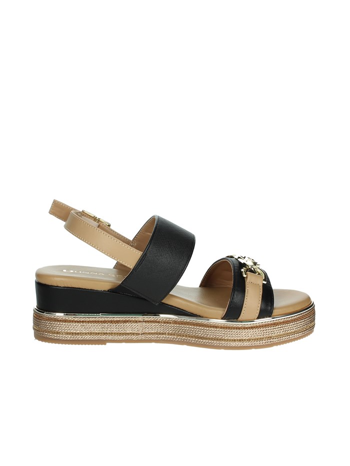 SANDALI CON ZEPPA 165695DM NERO/CUOIO