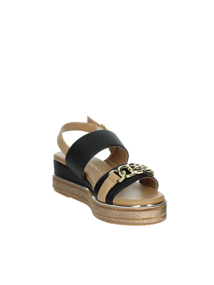 SANDALI CON ZEPPA 165695DM NERO/CUOIO
