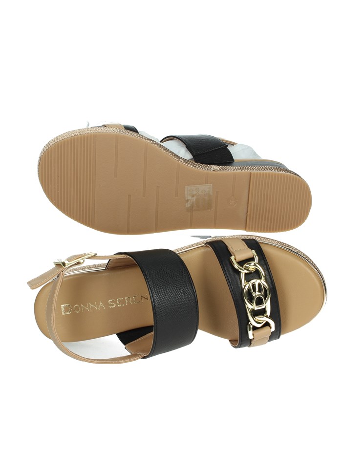 SANDALI CON ZEPPA 165695DM NERO/CUOIO