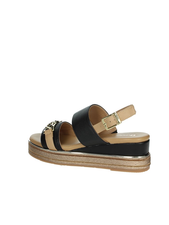 SANDALI CON ZEPPA 165695DM NERO/CUOIO