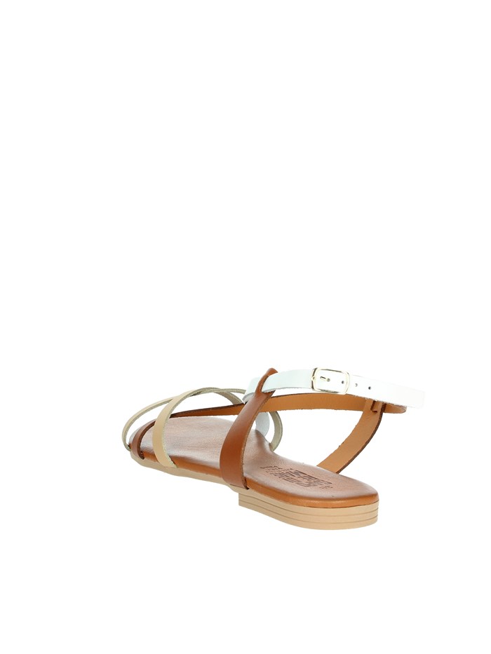 SANDALI BASSI 16227 BIANCO/CUOIO