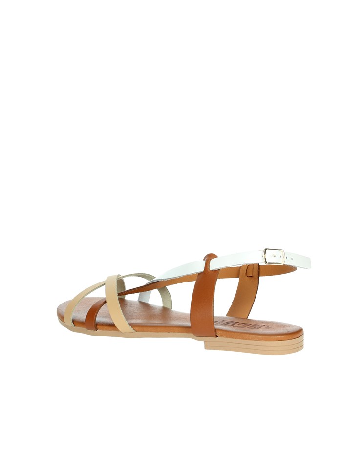 SANDALI BASSI 16227 BIANCO/CUOIO