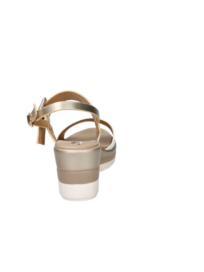 SANDALI CON ZEPPA 84215-E5 BIANCO/ORO
