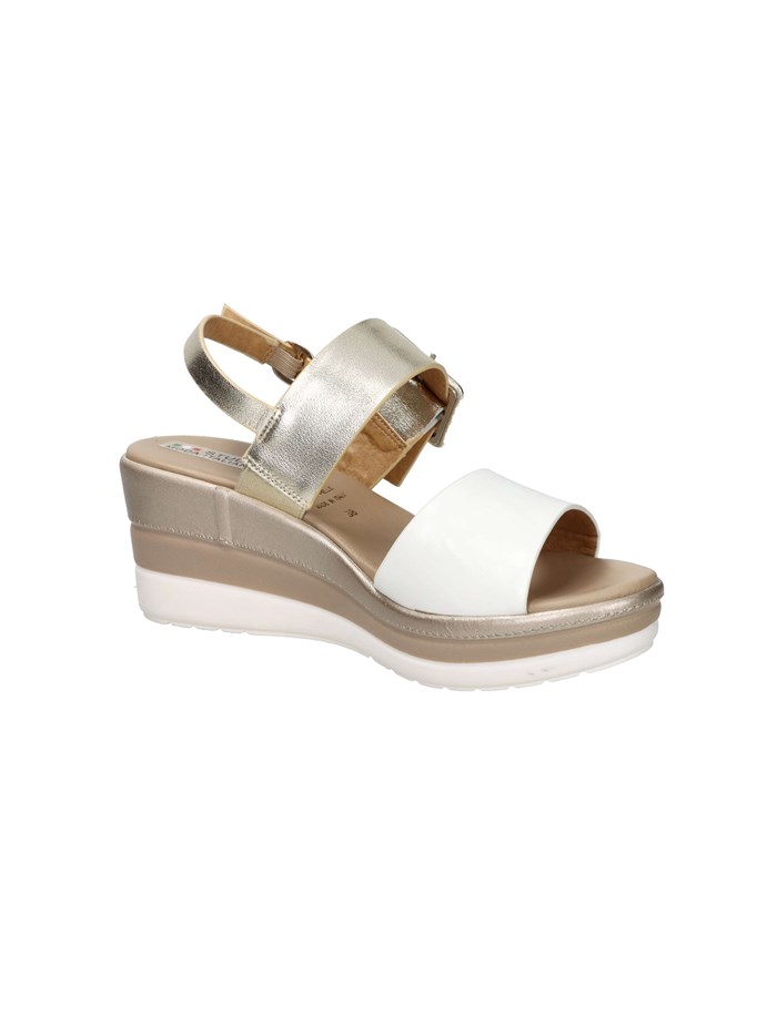 SANDALI CON ZEPPA 84215-E5 BIANCO/ORO