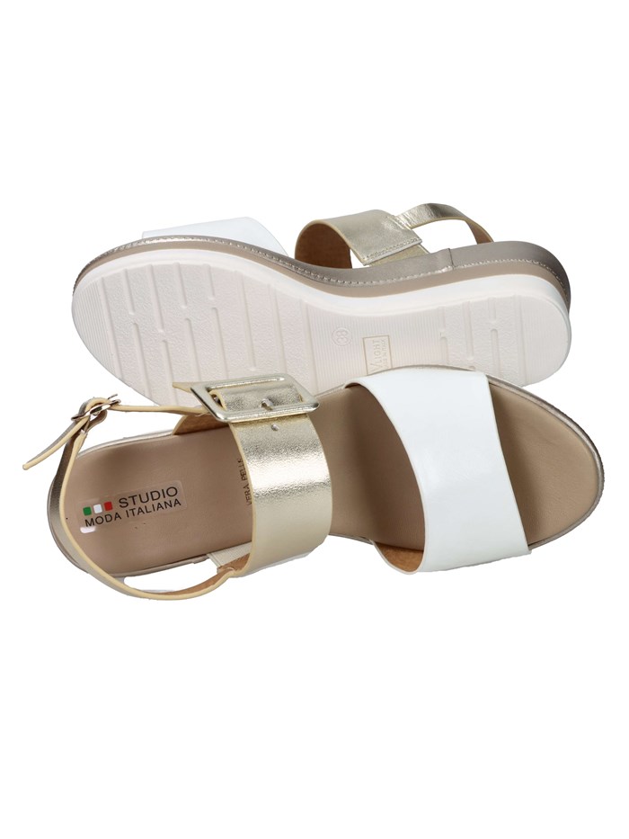 SANDALI CON ZEPPA 84215-E5 BIANCO/ORO