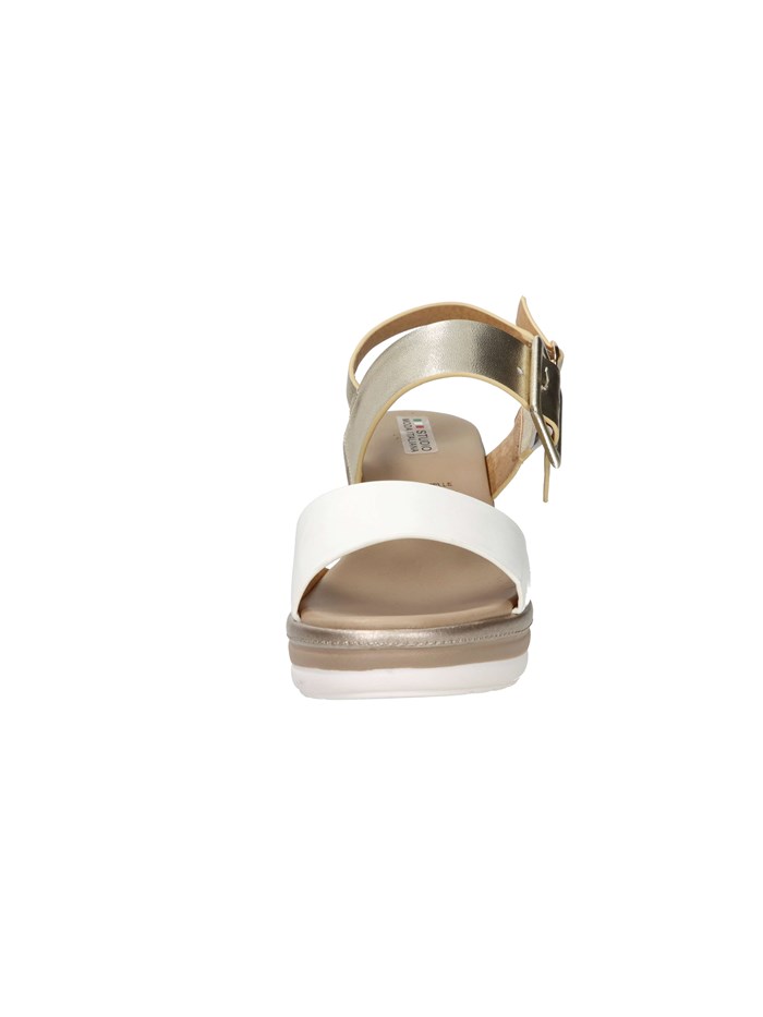 SANDALI CON ZEPPA 84215-E5 BIANCO/ORO