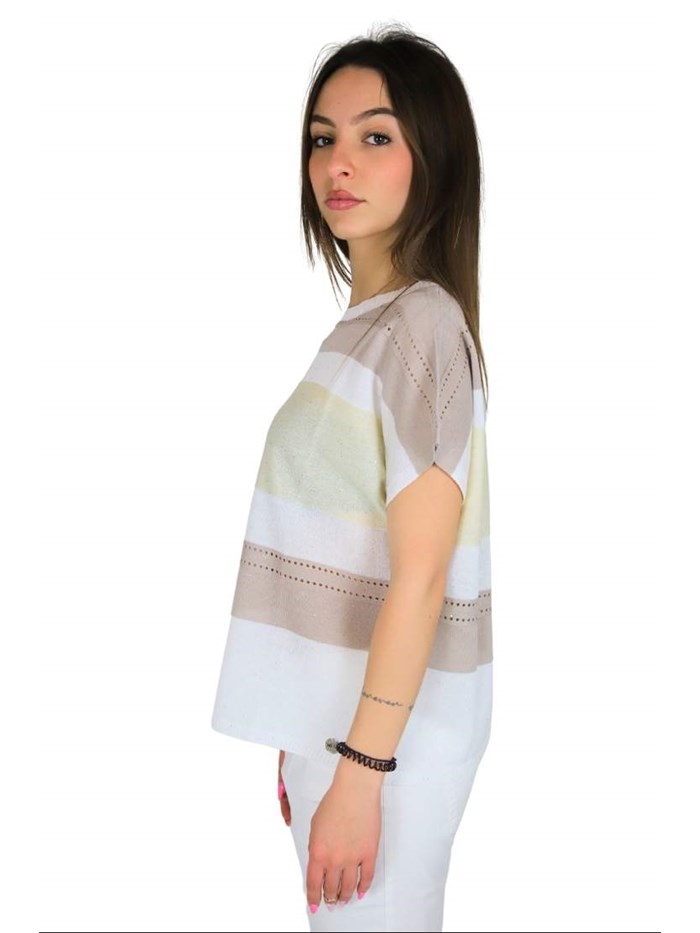 MAGLIA DKE8020 BIANCO/BEIGE