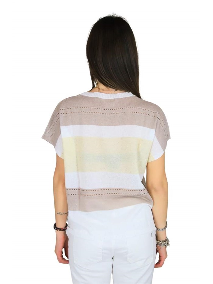 MAGLIA DKE8020 BIANCO/BEIGE