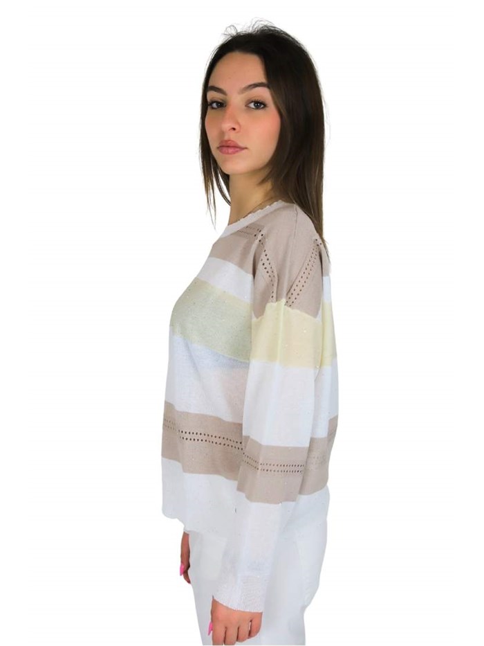 MAGLIA DKE8019 BIANCO/BEIGE