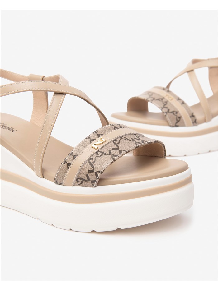 SANDALI CON ZEPPA E513512D BEIGE