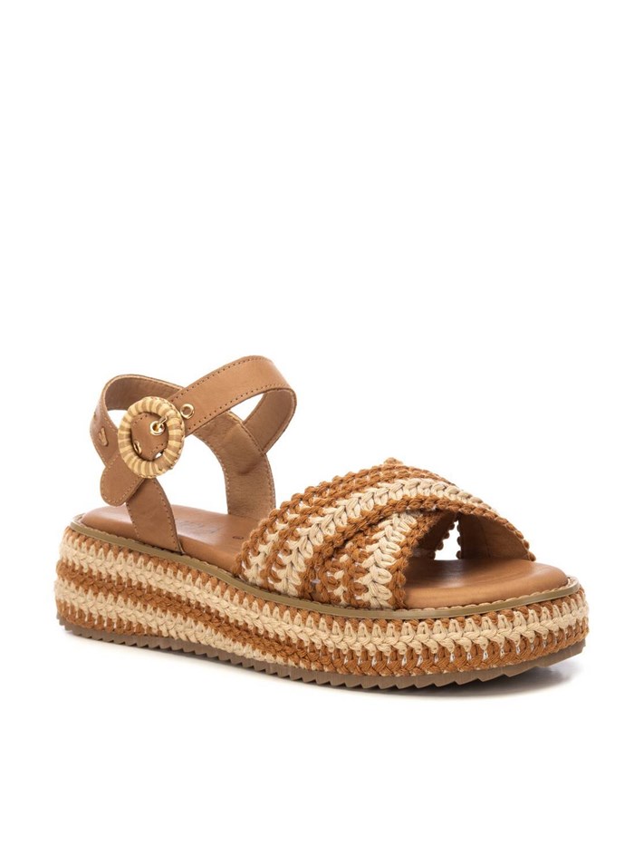 SANDALI CON ZEPPA 162356 CUOIO