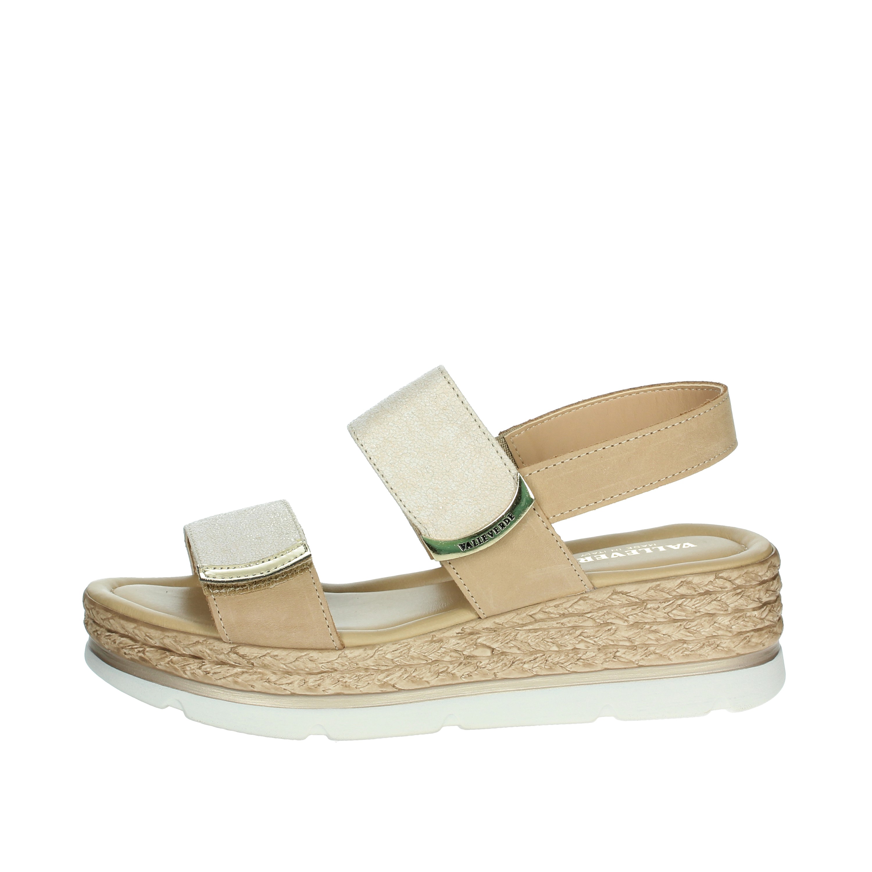 SANDALI CON ZEPPA 32391 BEIGE/ORO