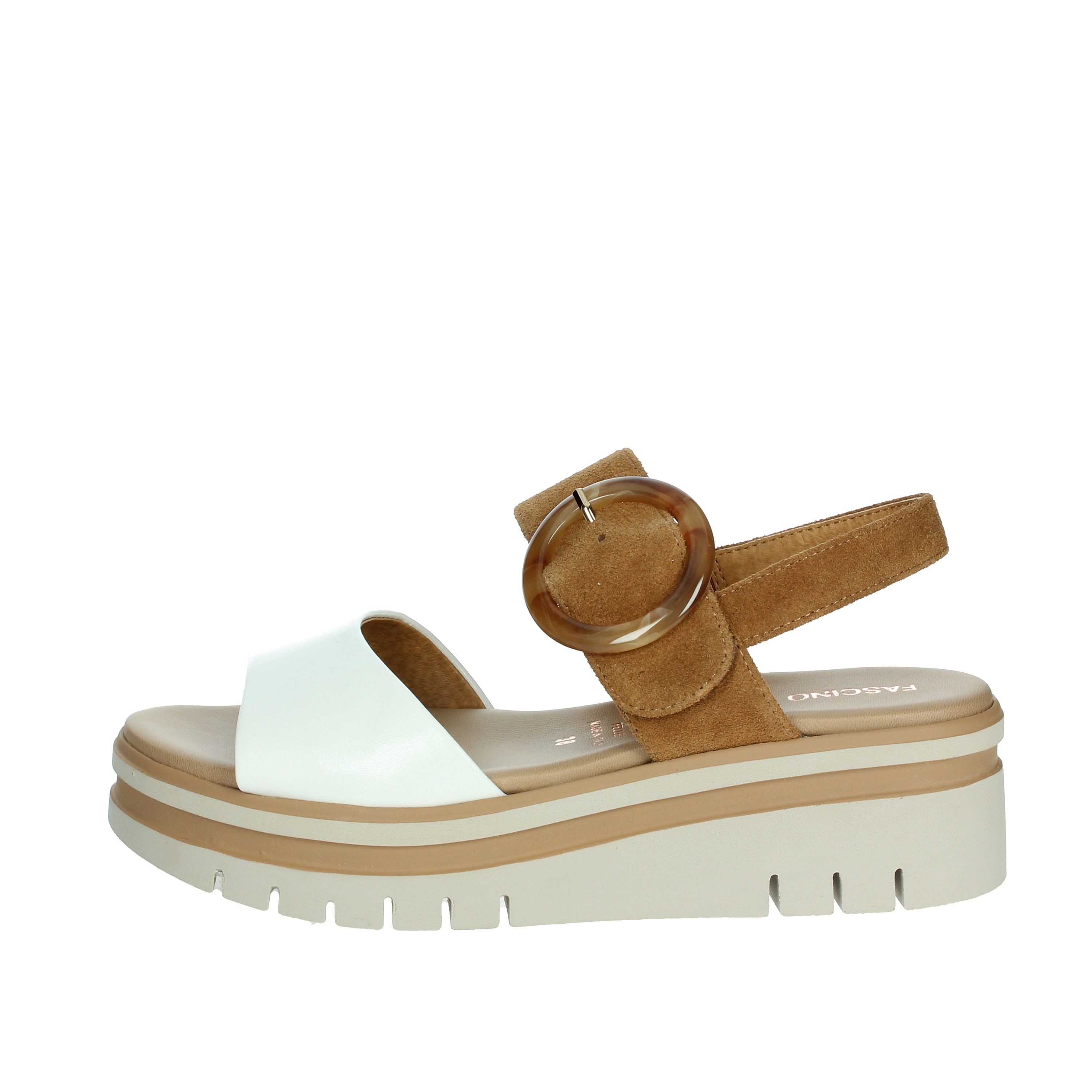 SANDALI CON ZEPPA 54244-E5 BIANCO/CUOIO