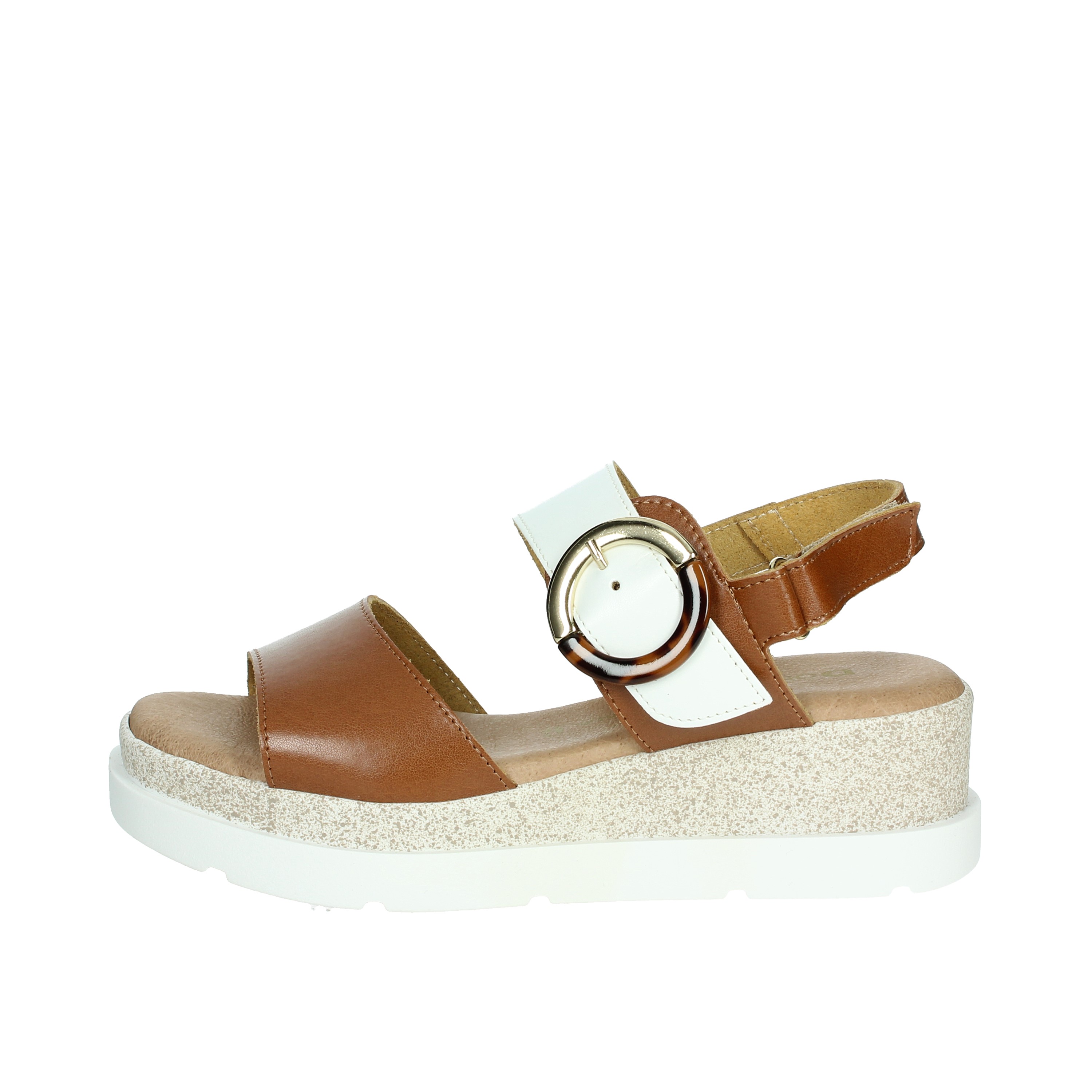SANDALI CON ZEPPA 255685DP BIANCO/CUOIO