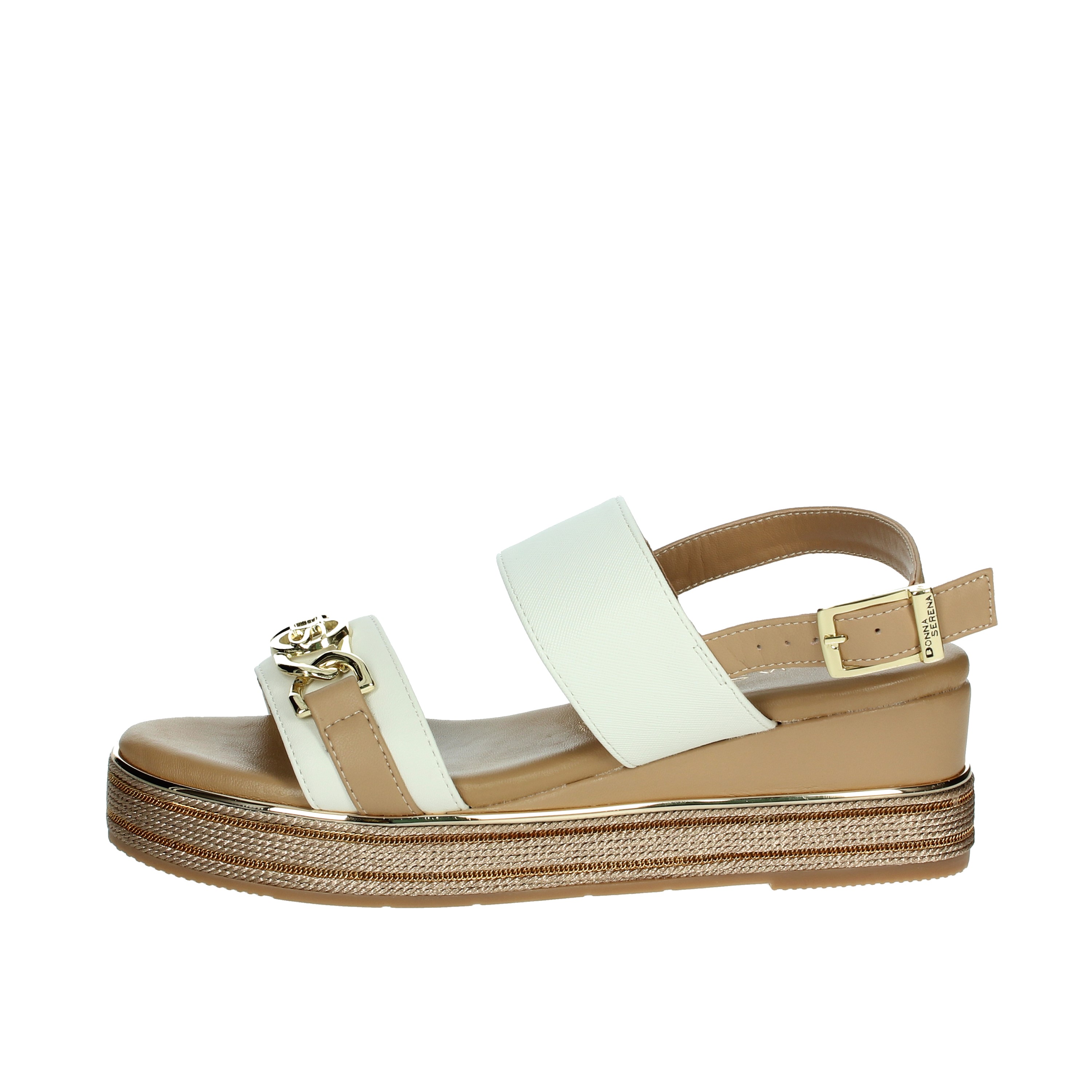 SANDALI CON ZEPPA 165695DM BIANCO/CUOIO