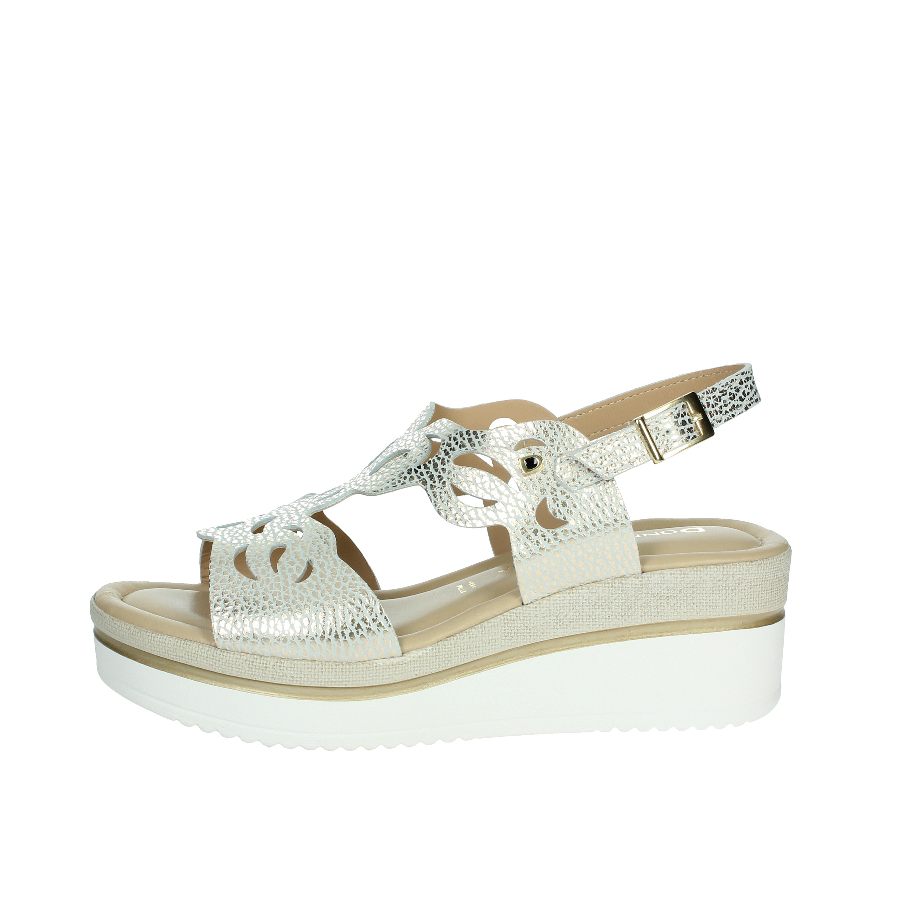 SANDALI CON ZEPPA 195218DP PLATINO