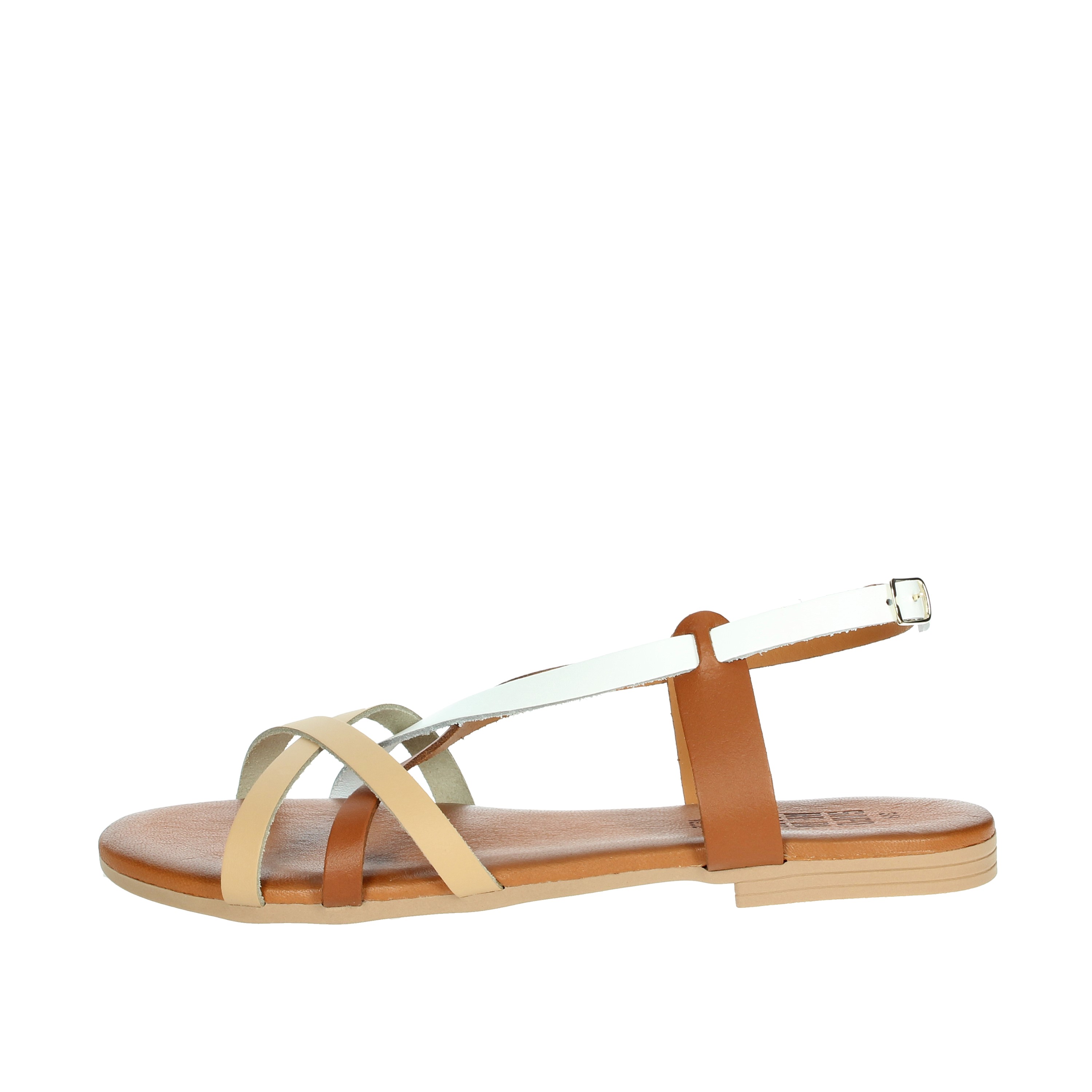 SANDALI BASSI 16227 BIANCO/CUOIO