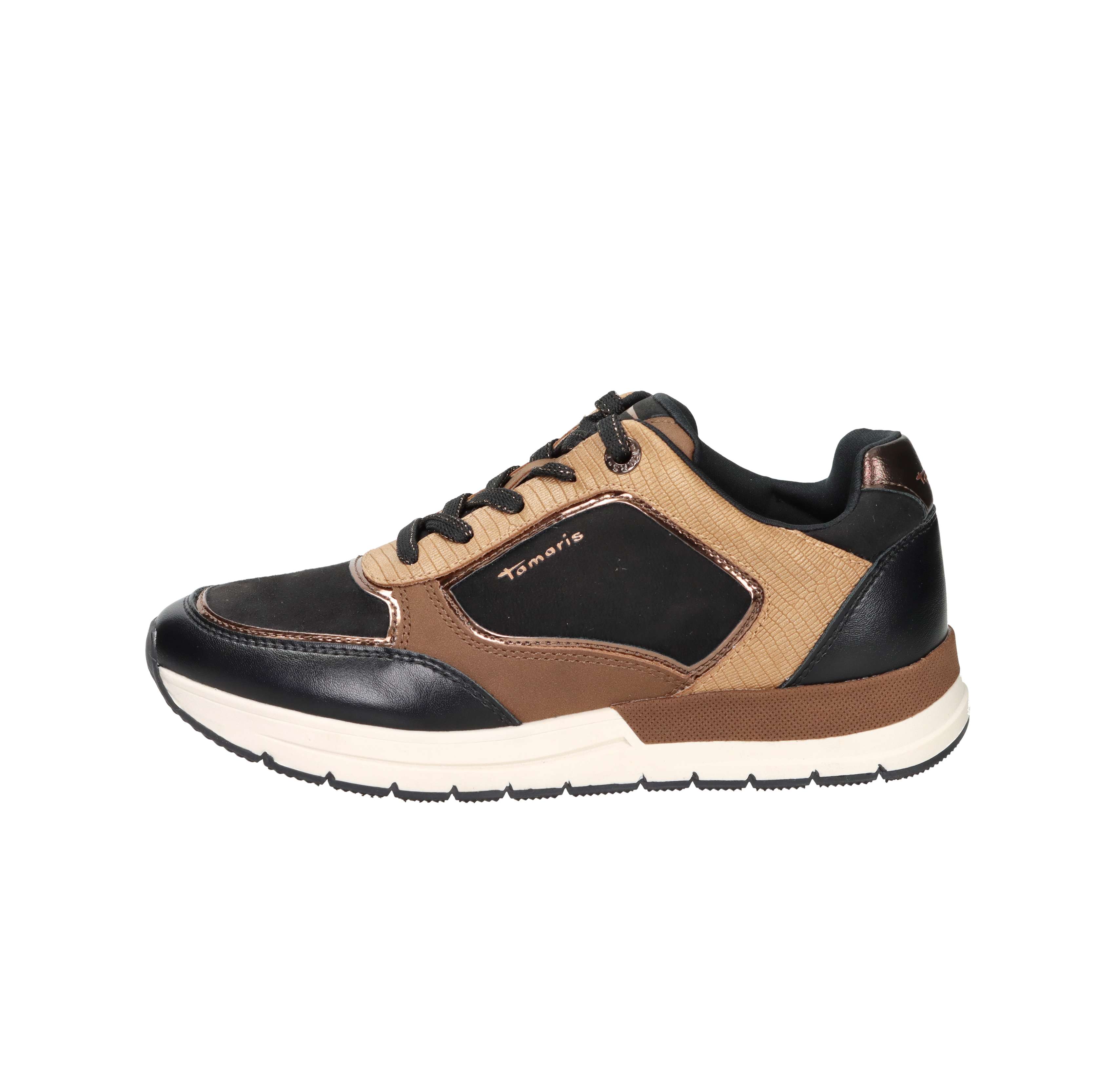 SNEAKERS BASSA 1-23768-45 NERO/CUOIO