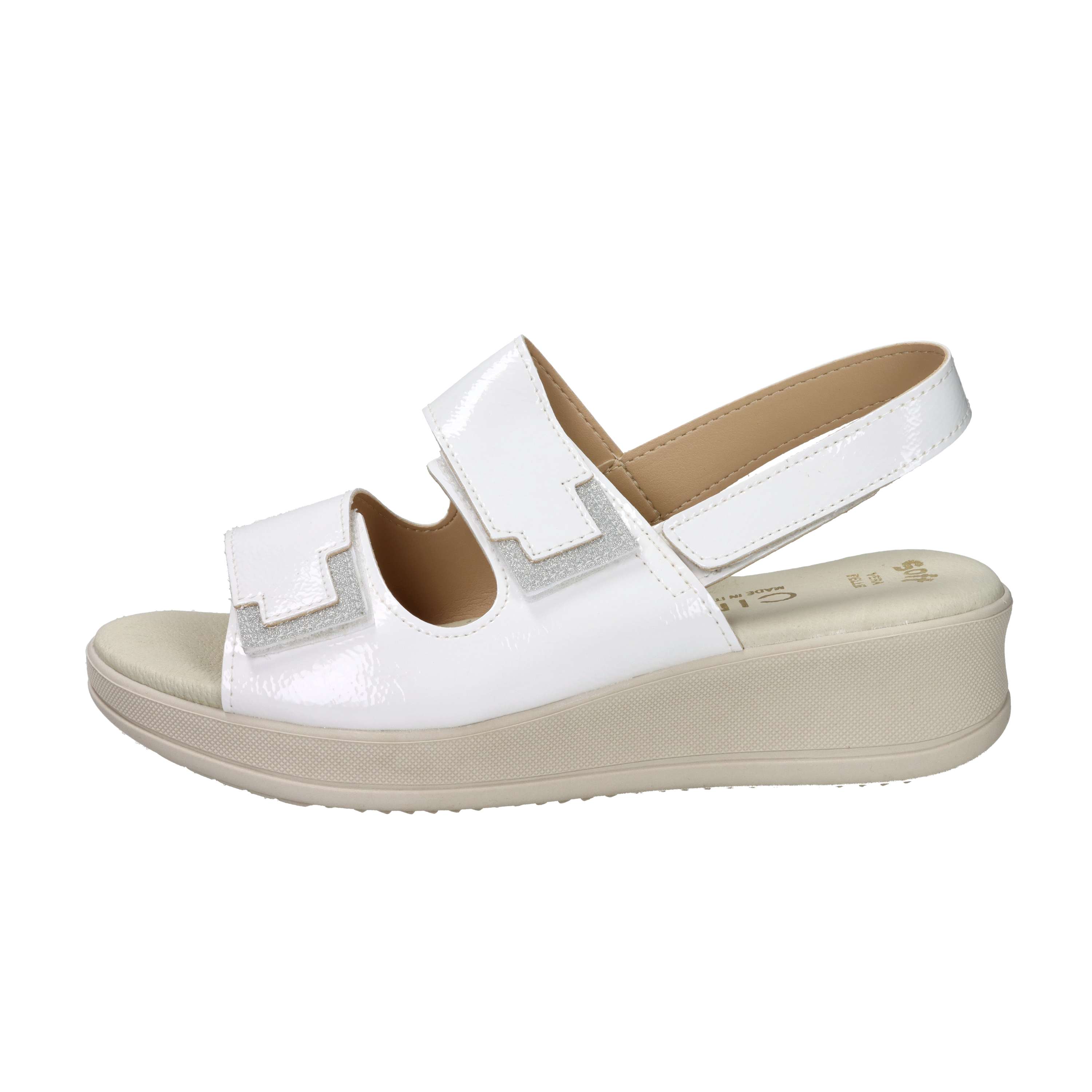 SANDALI CON ZEPPA LF85001 BIANCO/ARGENTO