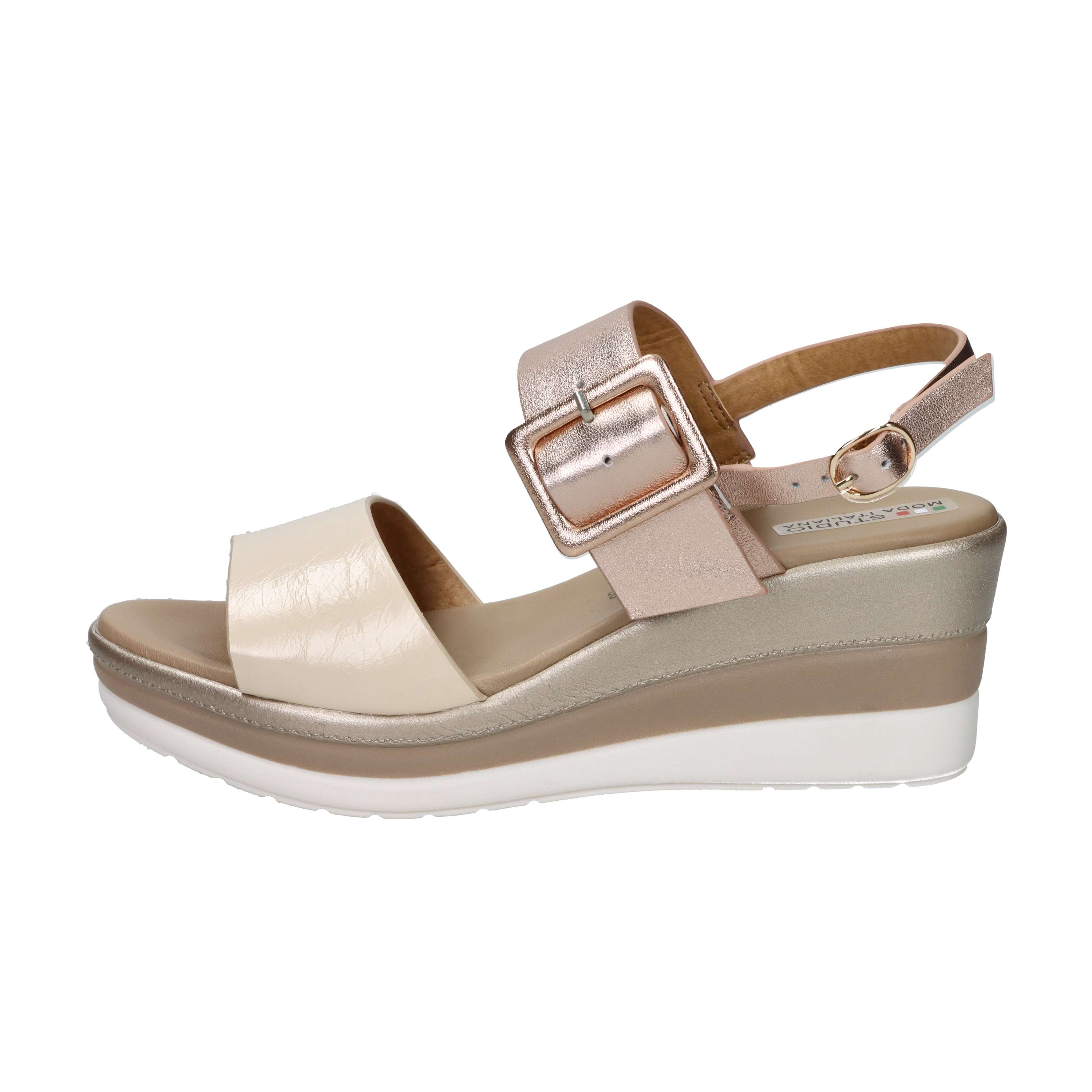 SANDALI CON ZEPPA 84215-E5 BEIGE/CIPRIA